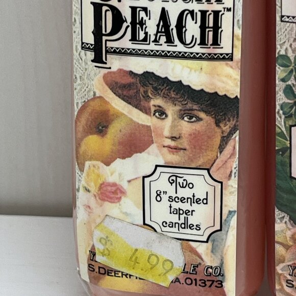 Retired Yankee Taper Candles x 4 sets 8" Sweet Briar Georgia Peach Garland Rose - Picture 5 of 16